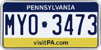 PA license plate MYO3473
