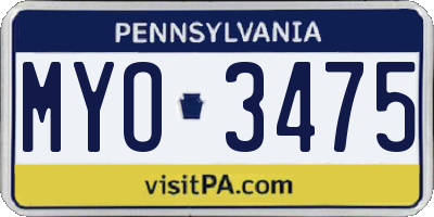 PA license plate MYO3475