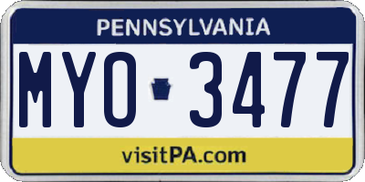 PA license plate MYO3477