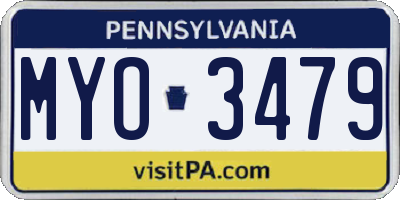 PA license plate MYO3479