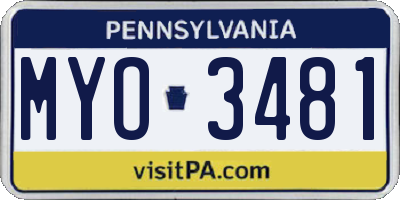 PA license plate MYO3481