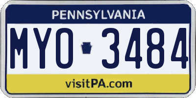 PA license plate MYO3484