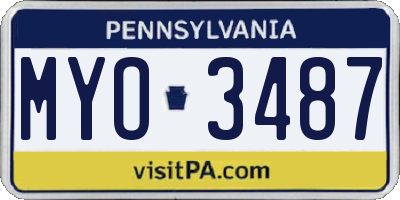 PA license plate MYO3487