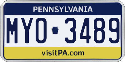 PA license plate MYO3489