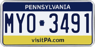 PA license plate MYO3491