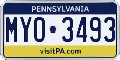 PA license plate MYO3493