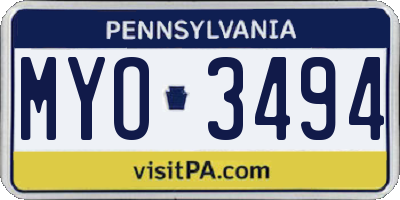 PA license plate MYO3494