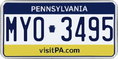 PA license plate MYO3495