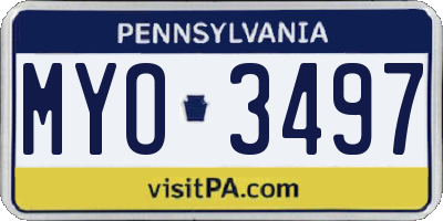 PA license plate MYO3497