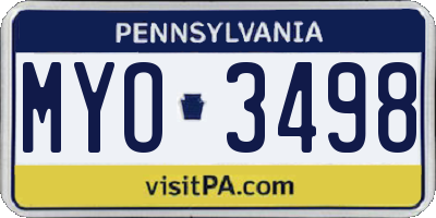 PA license plate MYO3498