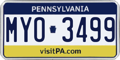 PA license plate MYO3499
