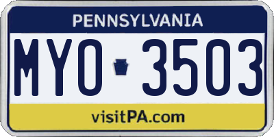 PA license plate MYO3503