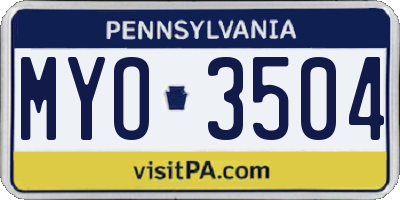 PA license plate MYO3504