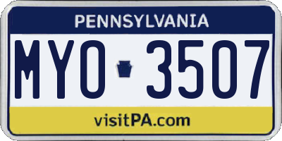 PA license plate MYO3507