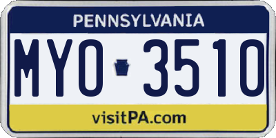 PA license plate MYO3510