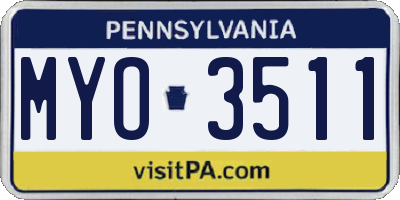 PA license plate MYO3511
