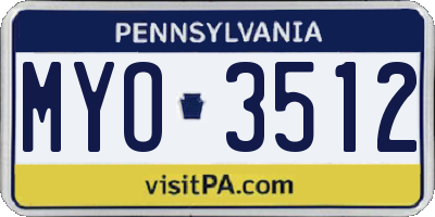 PA license plate MYO3512