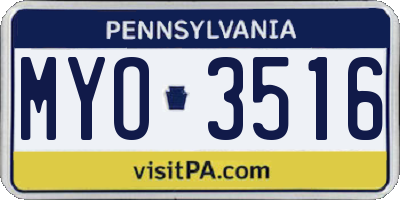PA license plate MYO3516