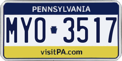 PA license plate MYO3517