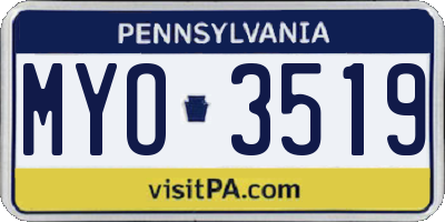 PA license plate MYO3519