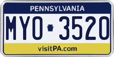 PA license plate MYO3520