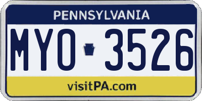 PA license plate MYO3526