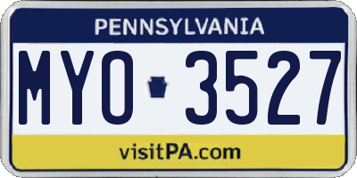PA license plate MYO3527