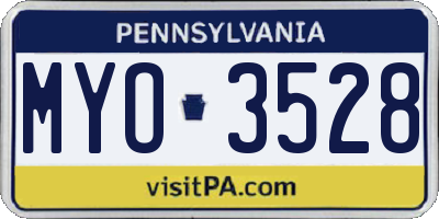 PA license plate MYO3528