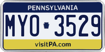 PA license plate MYO3529