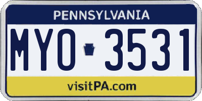 PA license plate MYO3531