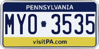 PA license plate MYO3535