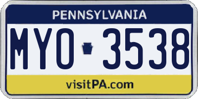 PA license plate MYO3538