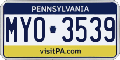 PA license plate MYO3539