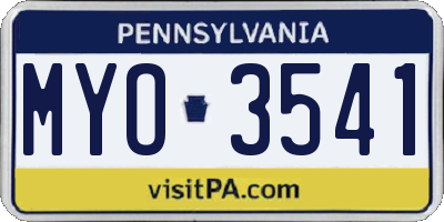 PA license plate MYO3541