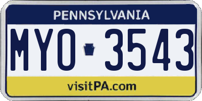 PA license plate MYO3543