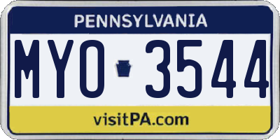 PA license plate MYO3544