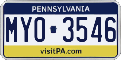 PA license plate MYO3546