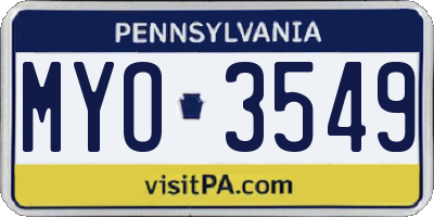 PA license plate MYO3549