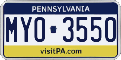 PA license plate MYO3550