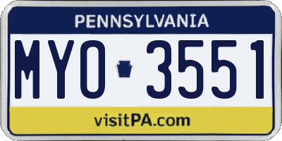 PA license plate MYO3551