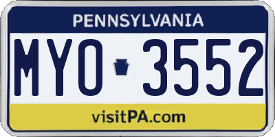 PA license plate MYO3552