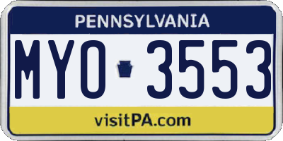 PA license plate MYO3553
