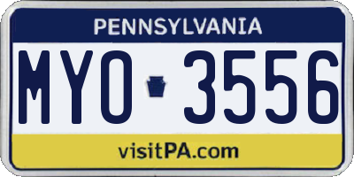 PA license plate MYO3556