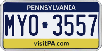 PA license plate MYO3557