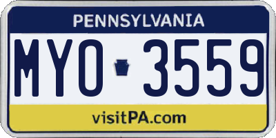 PA license plate MYO3559