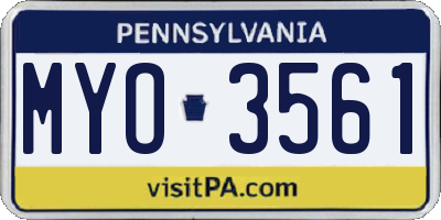 PA license plate MYO3561