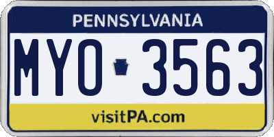 PA license plate MYO3563