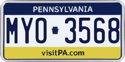 PA license plate MYO3568