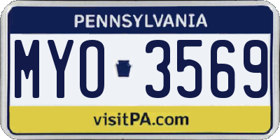 PA license plate MYO3569
