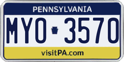 PA license plate MYO3570